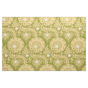 15th-Century Floral - Green and Yellow Fabric