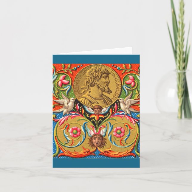 15th century image Caesar birds flowers etc Note Card (Front)