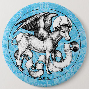 15th Century St Luke's Emblem Winged Bull 6 Cm Round Badge
