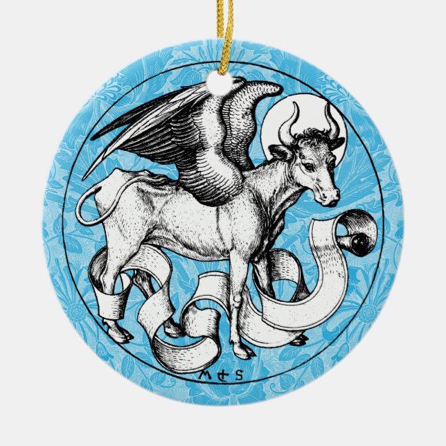15th Century St Luke's Emblem Winged Bull Ceramic Ornament (Front)