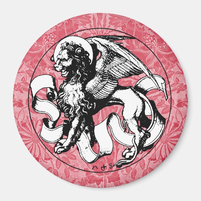 15th Century St Mark's Emblem Winged Lion Magnet (Front)