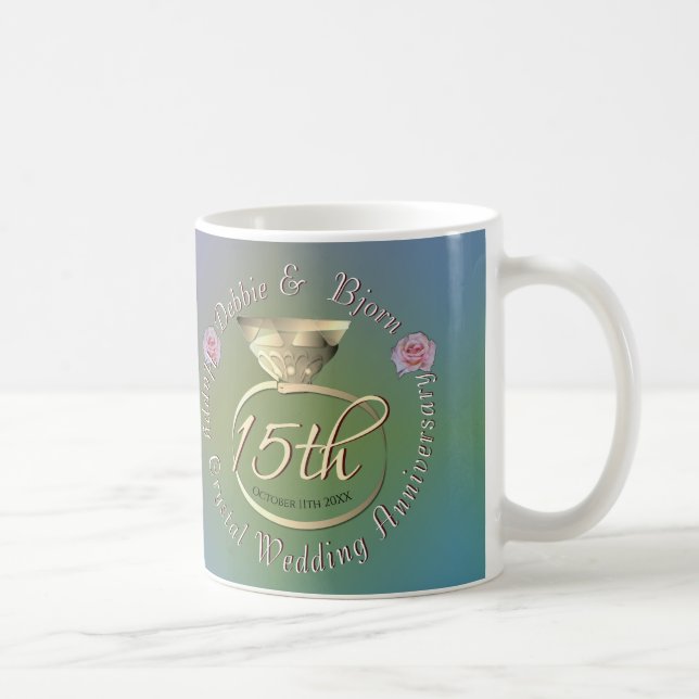 15th Crystal Wedding Anniversary  Coffee Mug (Right)