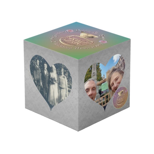 15th Crystal Wedding Anniversary Heart Frames  (Front Angled)