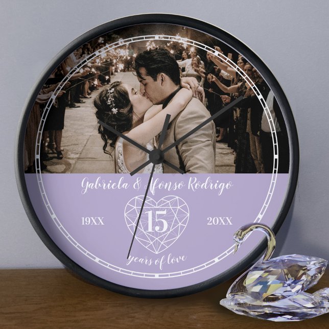 15th Crystal Wedding Anniversary outline heart Clock (Creator Uploaded)
