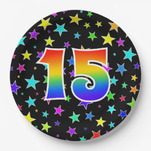15th Event: Bold, Fun, Colourful Rainbow 15 Paper Plate