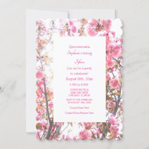 15th Fifteenth Birthday Floral Pink Cherry Blossom Invitation