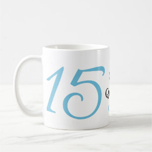 15th quinceanera birthday blue black bold letter n coffee mug