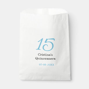 15th quinceanera birthday blue black bold letter n favour bag
