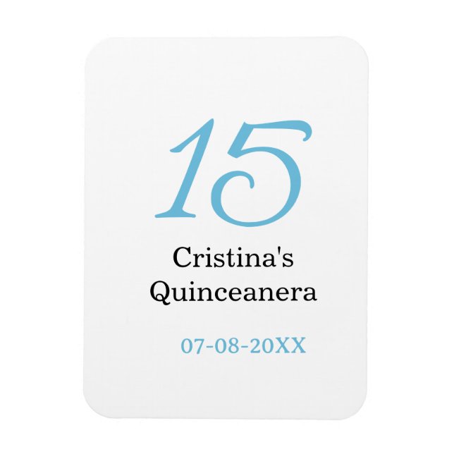 15th quinceanera birthday blue black bold letter n magnet (Vertical)
