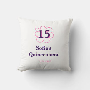 15th quinceanera happy birthday pink purple date cushion