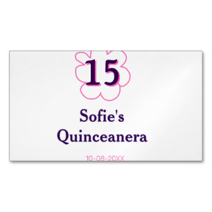 15th quinceanera happy birthday pink purple date 	Magnetic business card