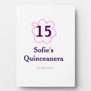 15th quinceanera happy birthday pink purple date plaque