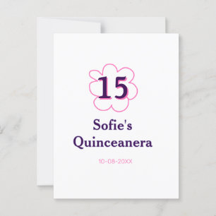 15th quinceanera happy birthday pink purple date postcard