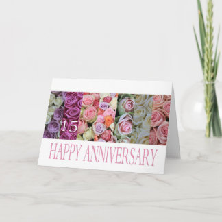15th Wedding Anniversary Card pastel roses