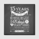 15th wedding anniversary, chalkboard, 15 years magnet<br><div class="desc">Celebrate your love with our elegant wedding anniversary signs. Perfect for marking milestones and adding a special touch,  these signs are ideal for highlighting your celebration,  enhancing the decor,  and capturing cherished memories. Their designs blend sophistication with personal charm,  making your anniversary truly unforgettable.
Designed By The Arty Apples.</div>