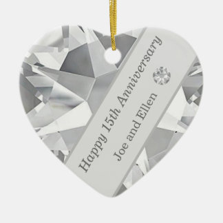 15th Wedding Anniversary, Crystal anniversary Ceramic Ornament