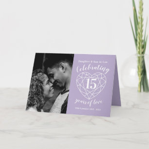 15th Wedding Anniversary crystal heart Card