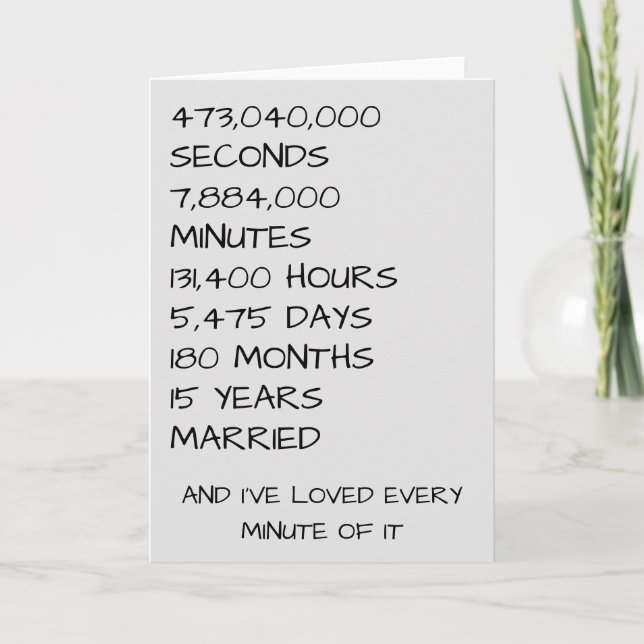 15th Wedding Anniversary Fifteen Years Card (Front)