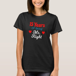 15th Wedding Anniversary for Men Him Mr Right Husb T-Shirt