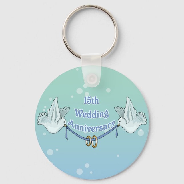 15th Wedding Anniversary Gifts Key Ring (Front)