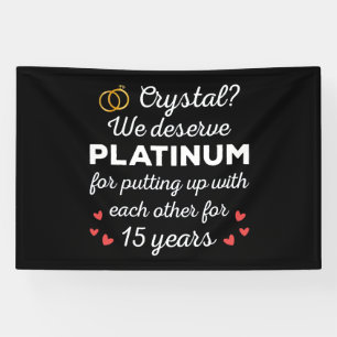 15th Wedding Anniversary I - Crystal Funny Couple Banner