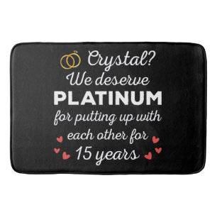 15th Wedding Anniversary I - Crystal Funny Couple Bath Mat