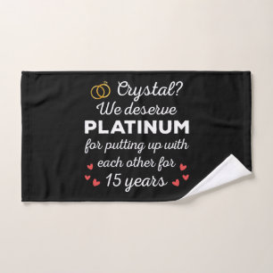 15th Wedding Anniversary I - Crystal Funny Couple Bath Towel Set