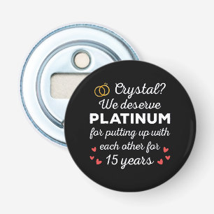 15th Wedding Anniversary I - Crystal Funny Couple Bottle Opener