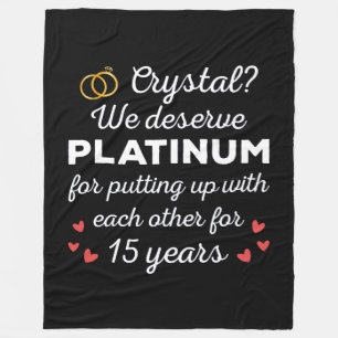 15th Wedding Anniversary I - Crystal Funny Couple Fleece Blanket