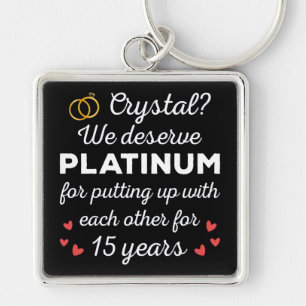 15th Wedding Anniversary I - Crystal Funny Couple Key Ring