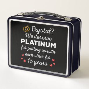15th Wedding Anniversary I - Crystal Funny Couple Metal Lunch Box