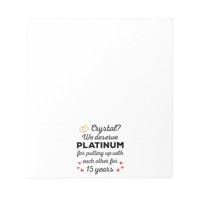 15th Wedding Anniversary I - Crystal Funny Couple Notepad (Front)