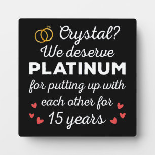15th Wedding Anniversary I - Crystal Funny Couple Plaque