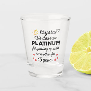 15th Wedding Anniversary I - Crystal Funny Couple Shot Glass