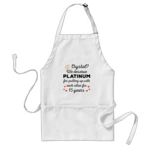 15th Wedding Anniversary I - Crystal Funny Couple Standard Apron