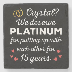 15th Wedding Anniversary I - Crystal Funny Couple Stone Coaster