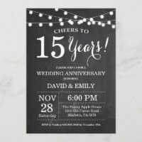 15th Wedding Anniversary Invitation Chalkboard