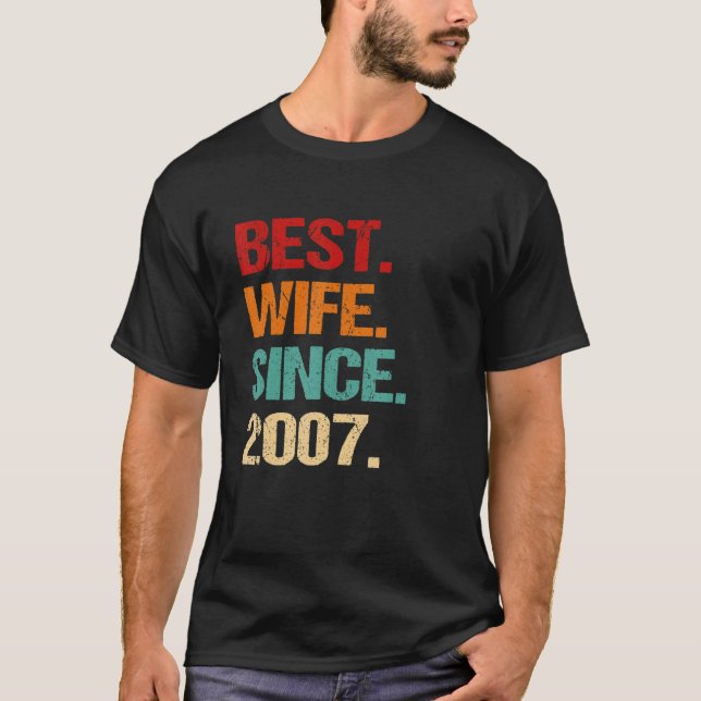 15th Wedding Anniversary Retro Best Wife Since 200 T-Shirt (Front)