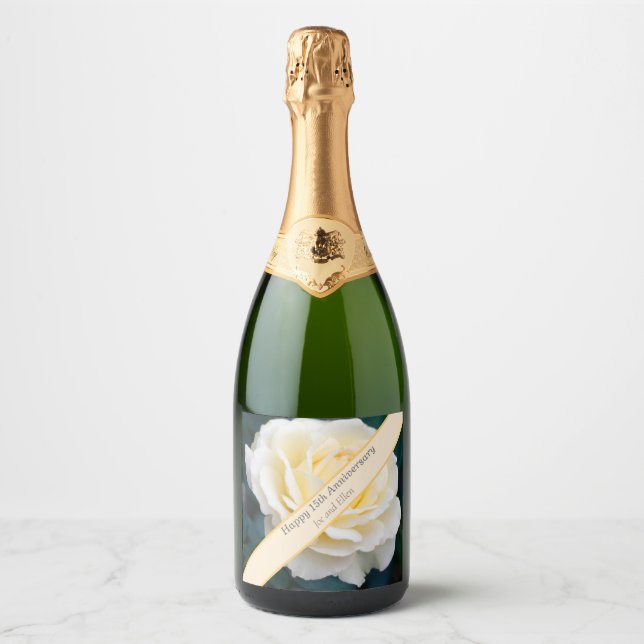 15th Wedding Anniversary, Rose Sparkling Wine Label (Front)