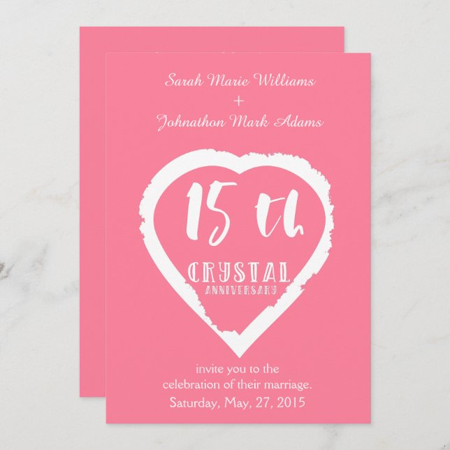 15th Wedding anniversary traditional crystal Invitation (Front/Back)