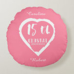 15th Wedding anniversary traditional crystal Round Cushion<br><div class="desc">If you would like any help customising this design please contact me,  there is an ask this designer button,  just below this text. Aromantic heart brush stroke design for people celebrating 15th wedding anniversary. crystal is the traditional gift for this occasion.</div>