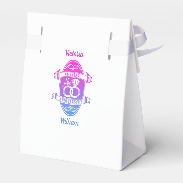 15th Year traditional crystal wedding anniversary Favour Box (Back Side)