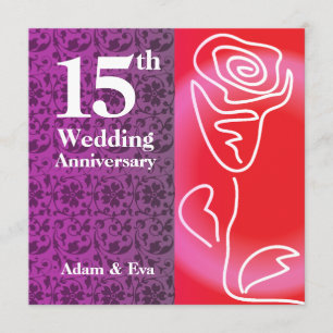 15th Year Wedding Anniversary Invitation Rose