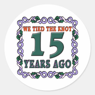 15thweddinganniversary classic round sticker