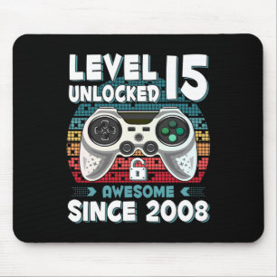 15yr Bday Son Boy Funny Gamer 15th 15 Year Old Bir Mouse Pad