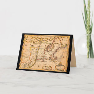1600s New England Map Native American Settlements Card