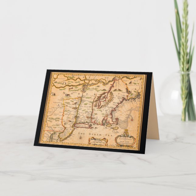 1600s New England Map Native American Settlements Card (Front)