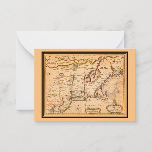 1600s New England Map of Native American Tribes Card (Front)