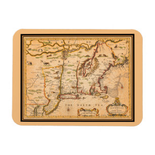 1600s New England Map of Native American Tribes Magnet