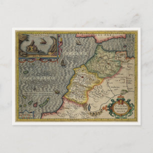 1606 Map Fez and the Kingdom of Morocco by Hondius Postcard